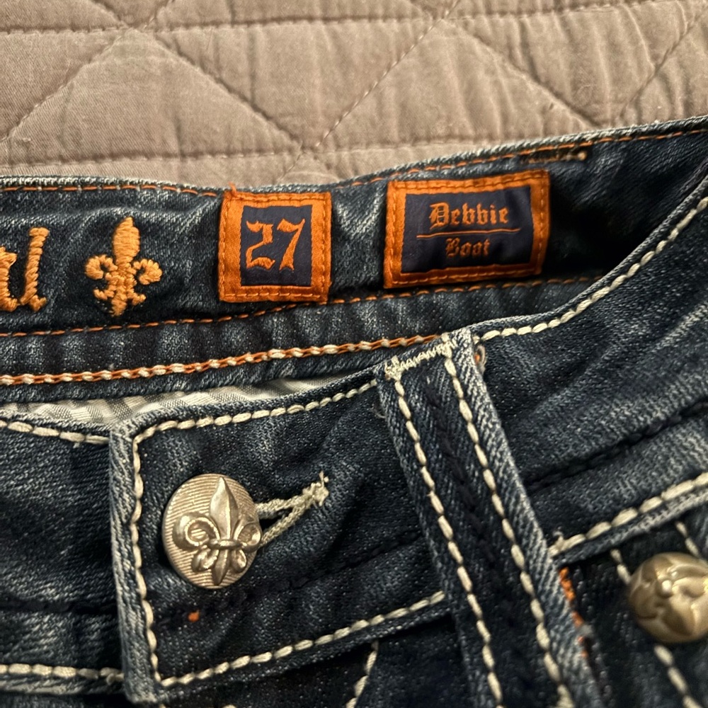 Rock Revival Blue Boot Cut Jeans with Contrast Stitching